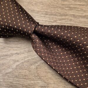 OXXFORD CLOTHES Recent Metallic Dark Brown Woven USA Mens Silk Tie